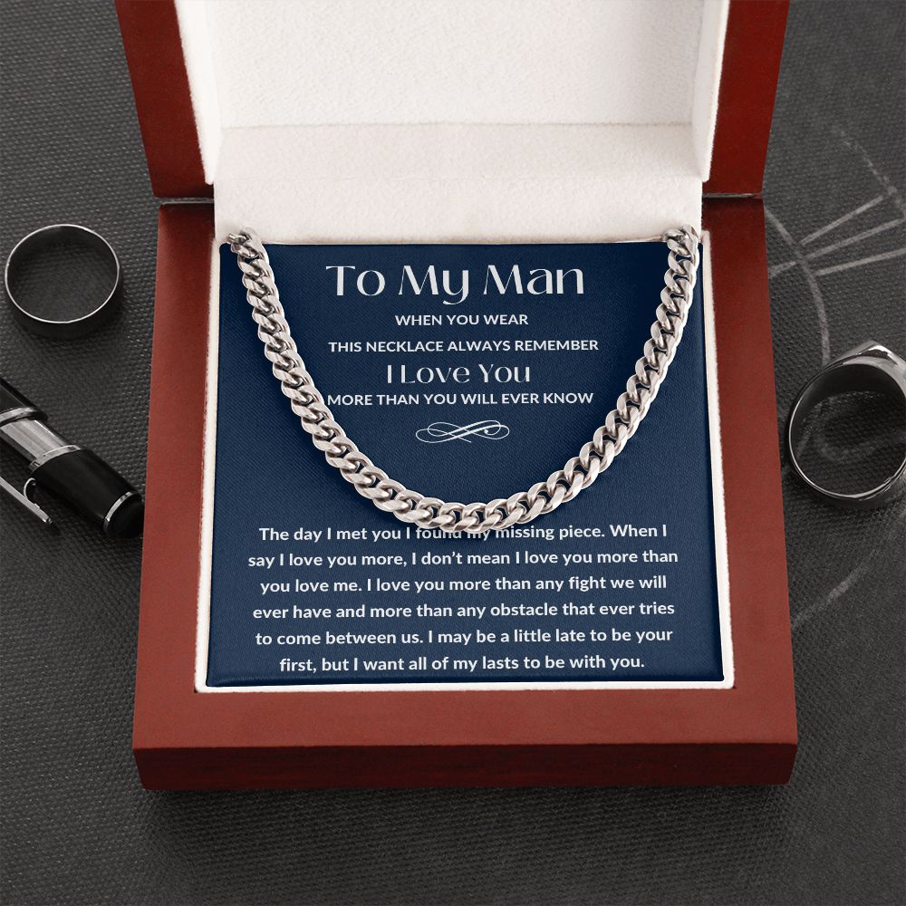 Cuban Link Chain, Gift to My Man, Husband, Boyfriend - I Love You - Anniversay, Birthdays, Christmas, Valentines Day,
