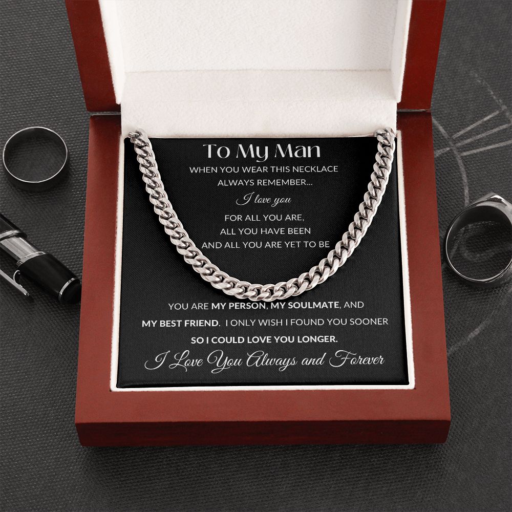 Cuban Link Necklace Chain, To My Man - Black
