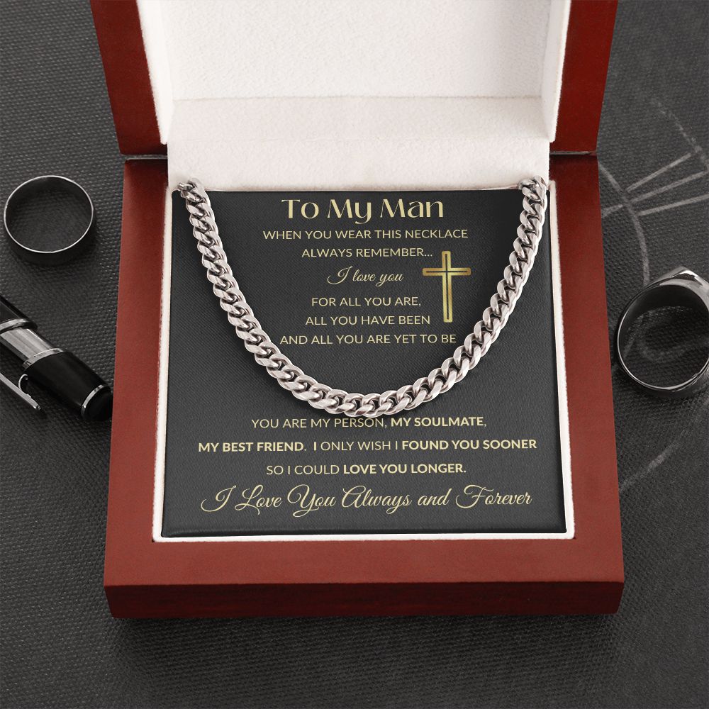 Cuban Link Chain Necklace - To My Man - Cross