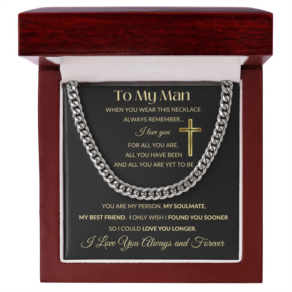 Cuban Link Chain Necklace - To My Man - Cross