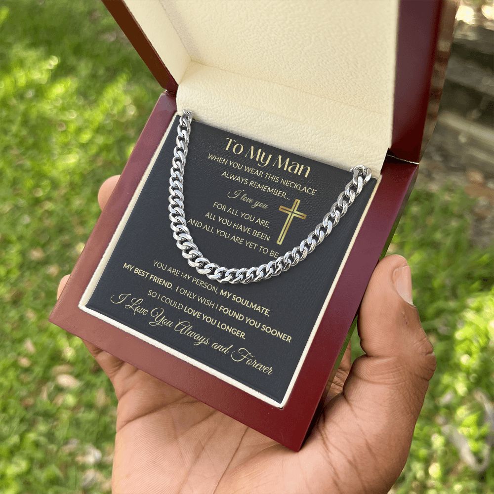 Cuban Link Chain Necklace - To My Man - Cross