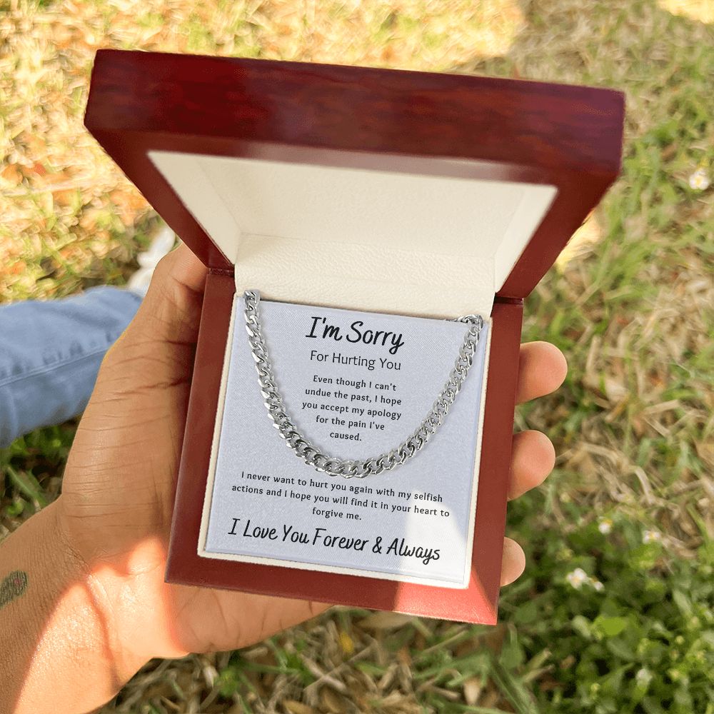 I'm Sorry Apology Gift for Him, Cuban Chain Link Necklace - To Husband, Boyfriend, Son, Brother, Ex