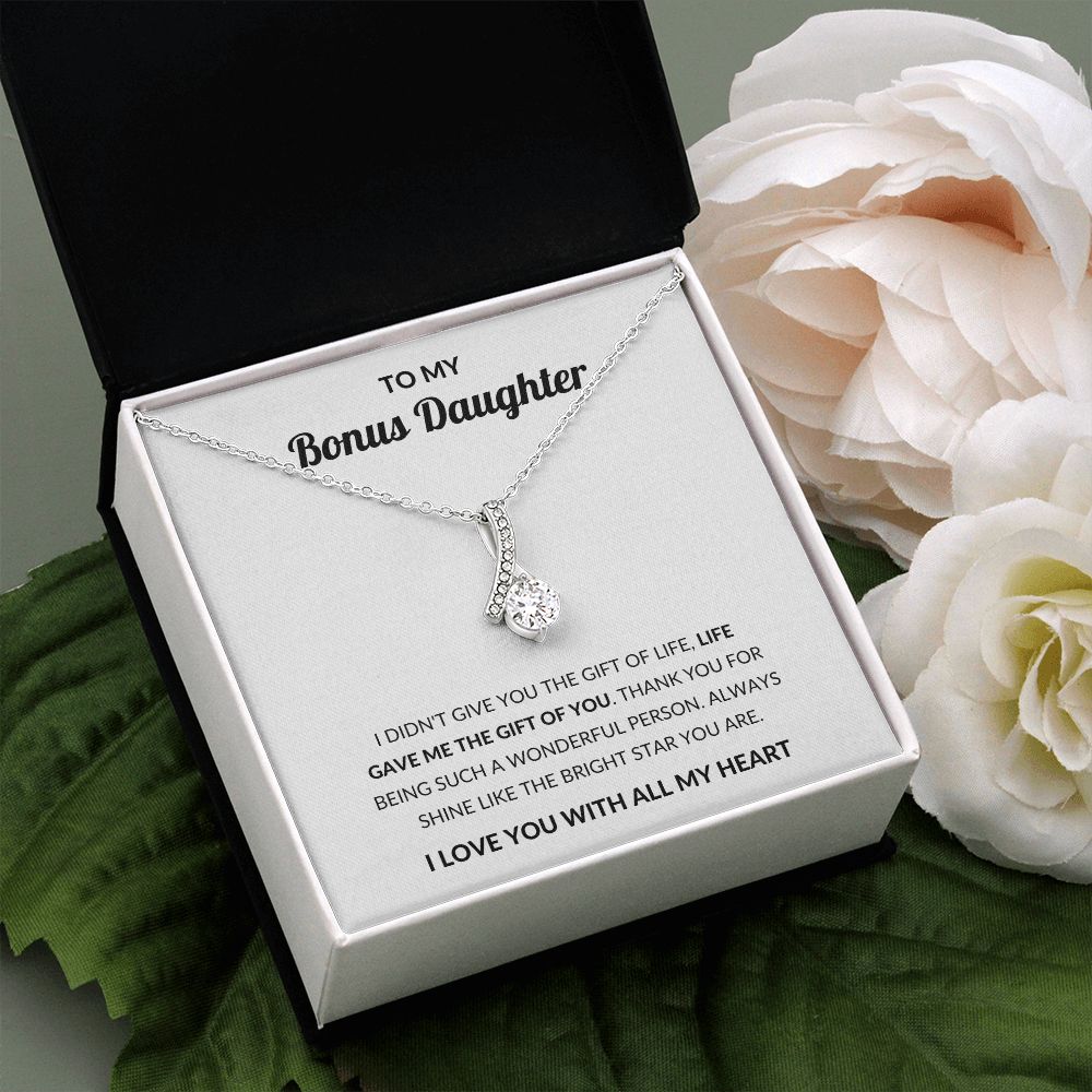 Alluring Pendant Necklace, Gift to Bonus Daughter - Live Gave Me the Gift of You