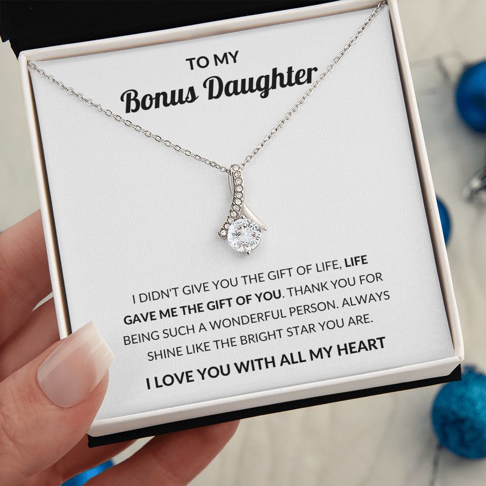 Alluring Pendant Necklace, Gift to Bonus Daughter - Live Gave Me the Gift of You