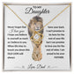 Love Knot Necklace, Gift to Daughter from Dad - lion white heart line - Birthday, Graduation, Christmas, Valentines,