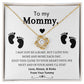 To My Mommy, Mom to Be, Pregnancy Baby Shower Gift, Mothers Day, Baby Feet - Love Knot Necklace - 14k and 18K over stainless less pendant