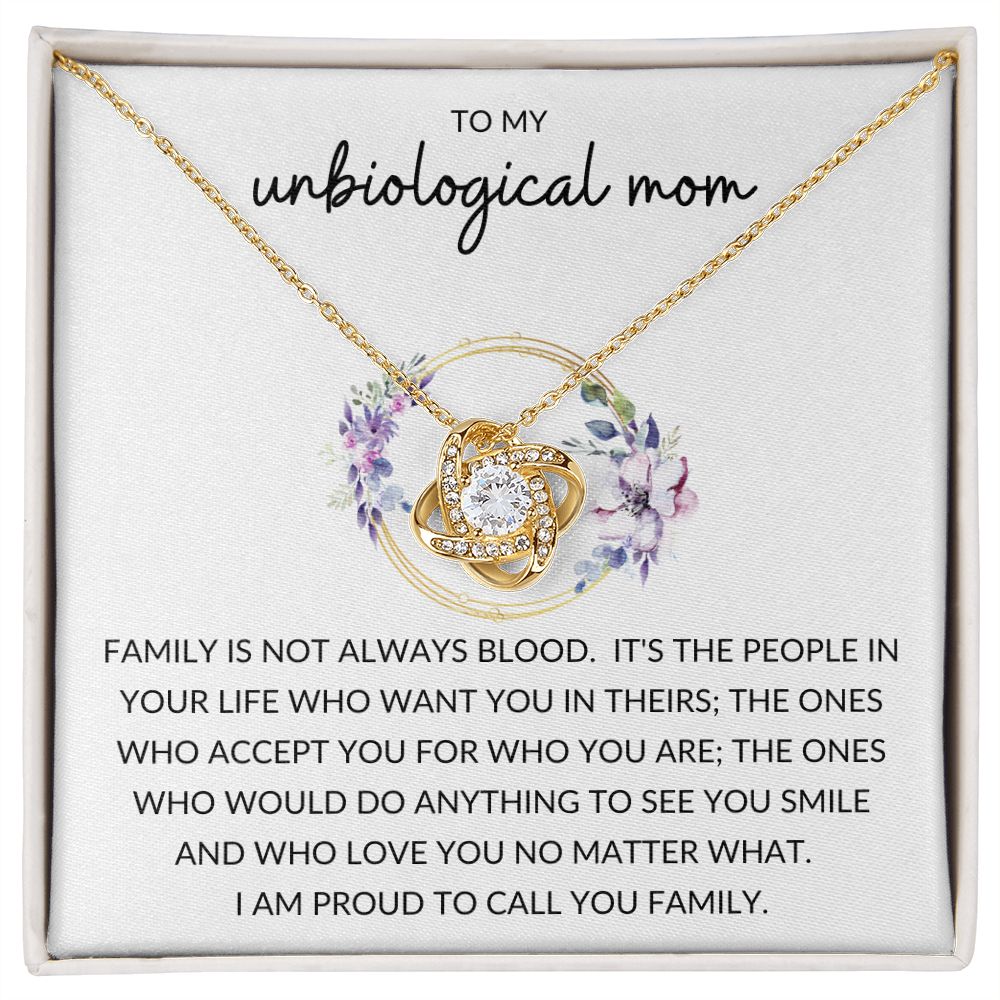 Love Knot Necklace, Gift to Unbiological Mom, Stepmom, Step mother, Aunt, Mother in Law - Wreath
