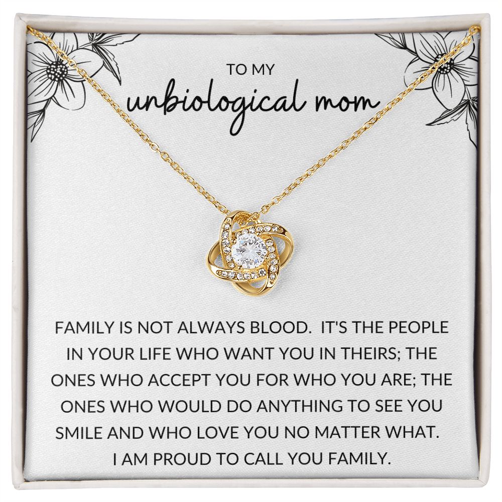 Love Knot Necklace, Gift to Unbiological Mom, Step Mom, Step Mother, Aunt, Mother in Law - black and white