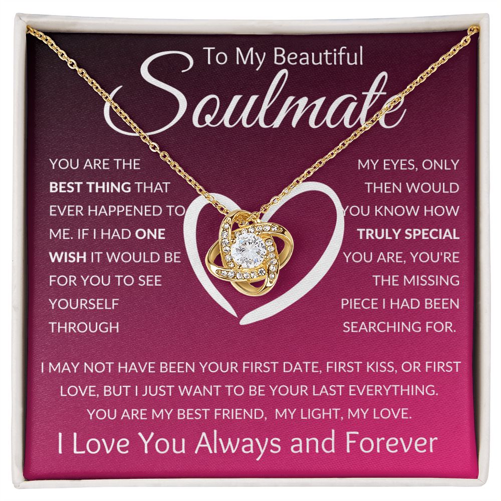 Love Knot Necklace, Gift to Soulmate, Wife, Girlfriend - You're the Best - Christmas, Anniversary, Birthday, Valentines Day