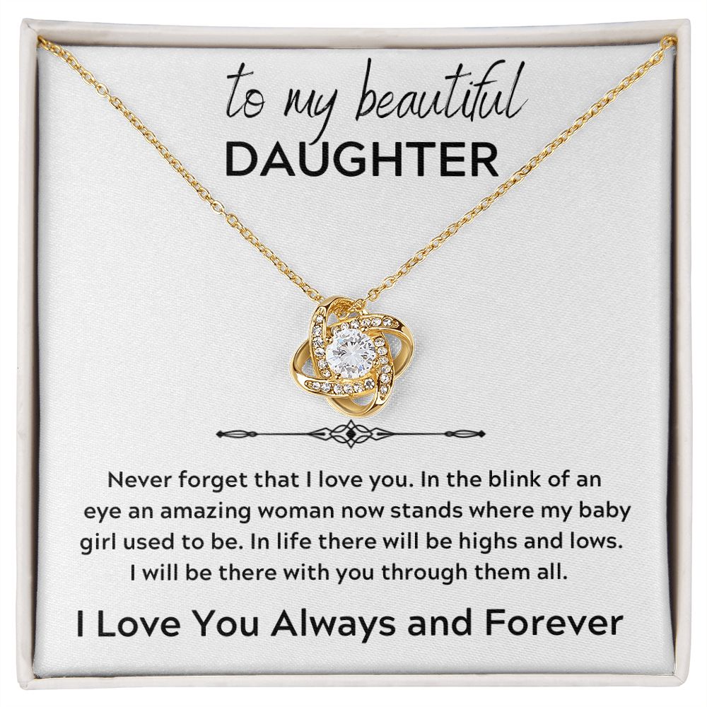 Love Knot Necklace, GIFT TO DAUGHTER from Mom or Dad