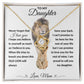 Love Knot Necklace, Gift to Daughter from Mom - lion white heart line - Birthday, Valentine, Graduation, Christmas, Inspiration
