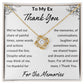 Thank You for The Memories, Divorce Separation Break Up Gift for Ex Wife, Ex Girlfriend, Ex - Love Knot Necklace