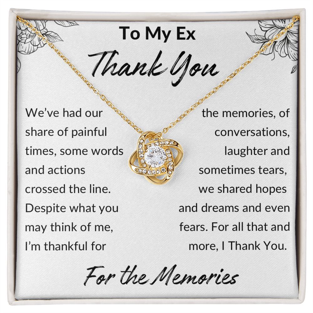 Thank You for The Memories, Divorce Separation Break Up Gift for Ex Wife, Ex Girlfriend, Ex - Love Knot Necklace