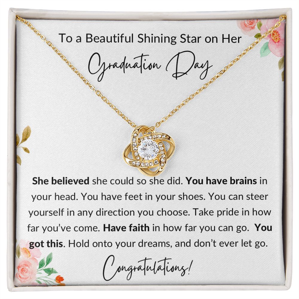 Graduation Gift to Daughter, Granddaughter, Niece, Aunt, Best Friend - Love Knot Necklace- Flowers, white