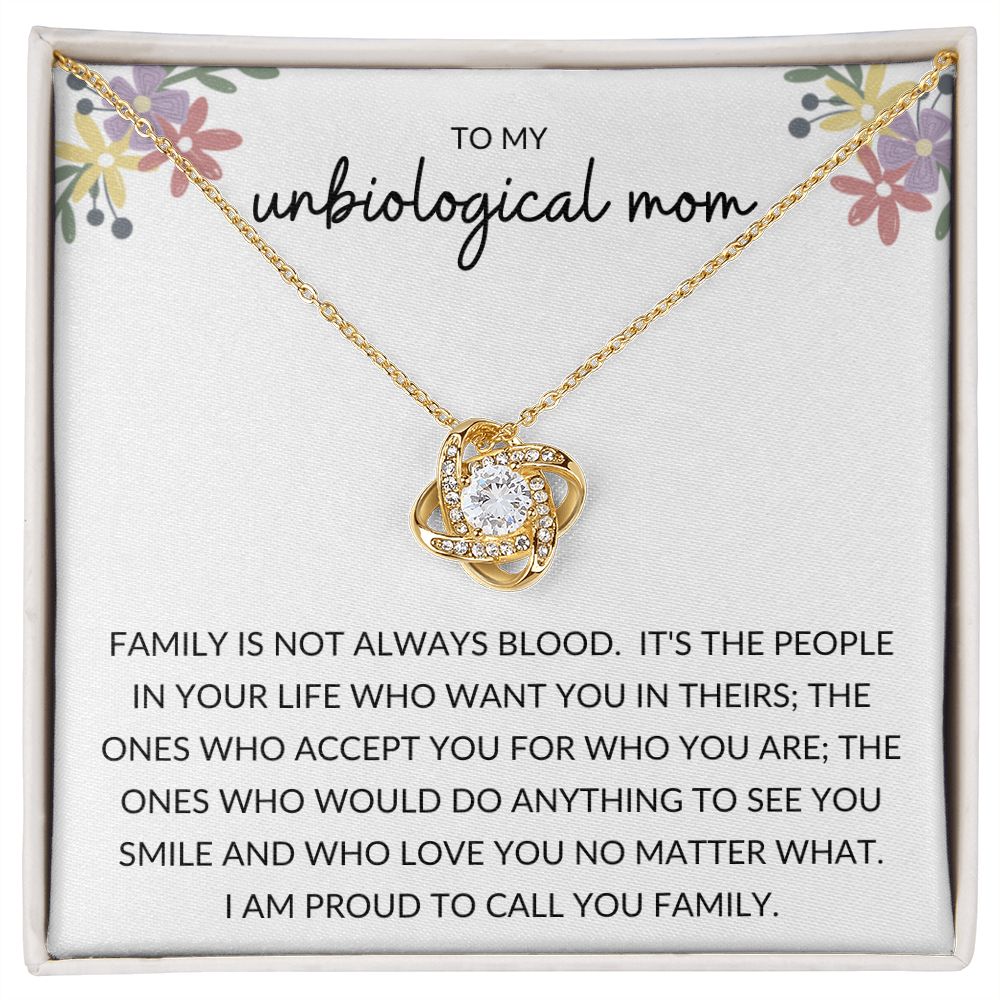 Love Knot Necklace, Gift to Unbiological Mom, Stepmom, Stepmother, Aunt, Mother in Law - Flowers