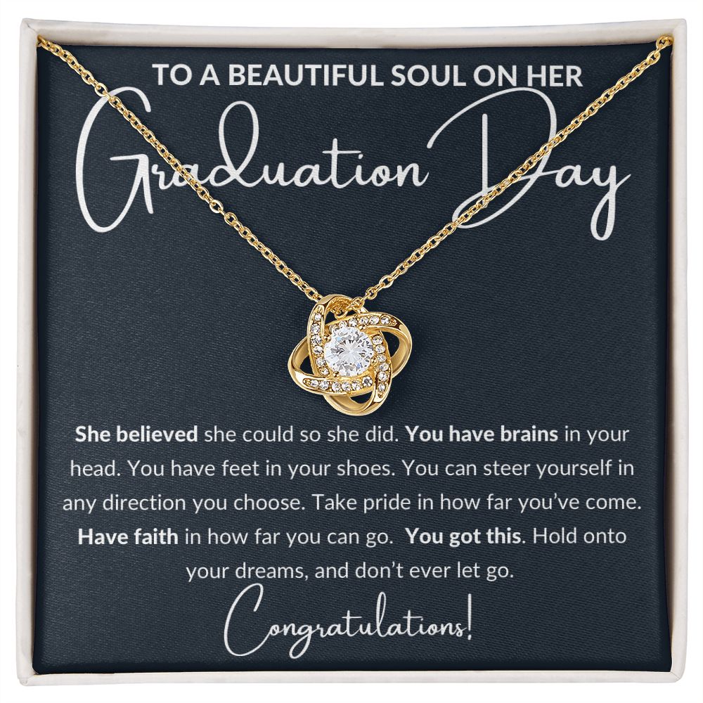 Graduation Gift to a Beautiful Soul, Love Knot Necklace - black