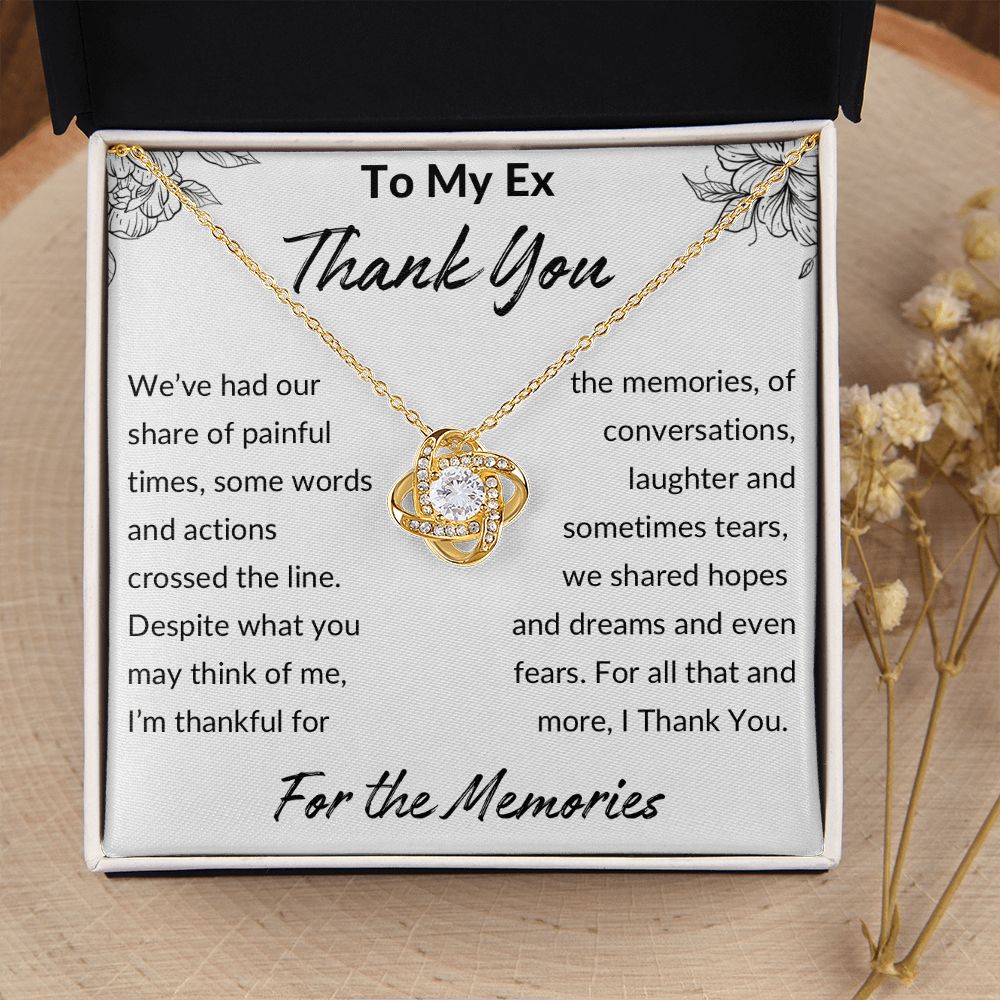 Thank You for The Memories, Divorce Separation Break Up Gift for Ex Wife, Ex Girlfriend, Ex - Love Knot Necklace