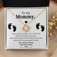 To My Mommy, Mom to Be, Pregnancy Baby Shower Gift, Mothers Day, Baby Feet - Love Knot Necklace - 14k and 18K over stainless less pendant