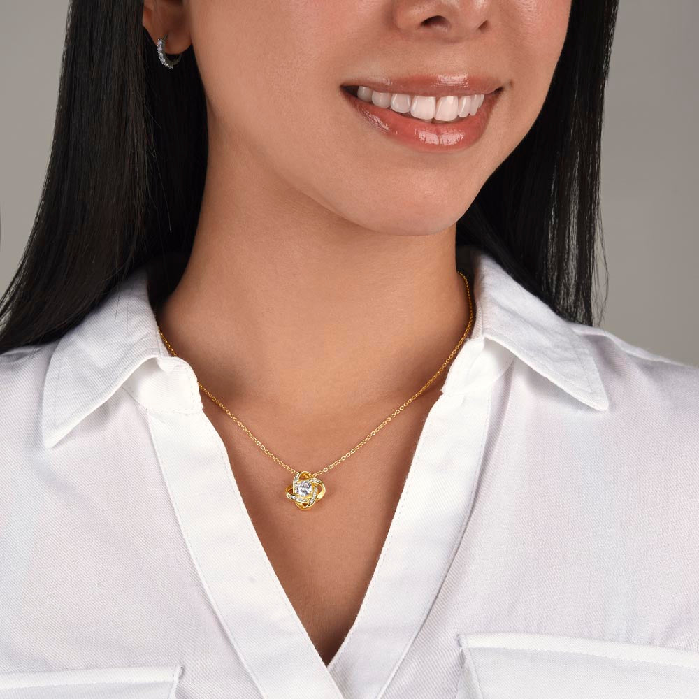 Love Knot Necklace, Gift to Granddaughter from Grandma - lion white heart line - Birthday, Christmas, Easter, Graduation, Inspiration