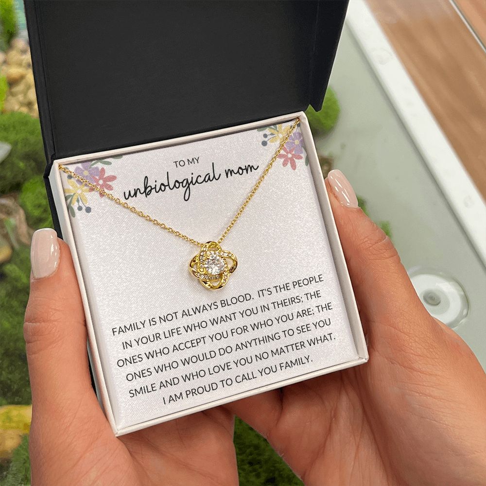 Love Knot Necklace, Gift to Unbiological Mom, Stepmom, Stepmother, Aunt, Mother in Law - Flowers