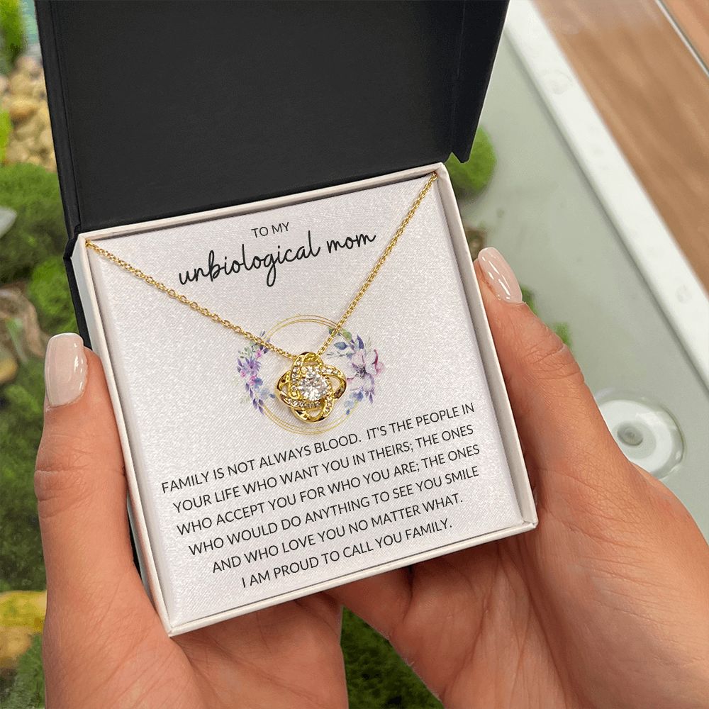 Love Knot Necklace, Gift to Unbiological Mom, Stepmom, Step mother, Aunt, Mother in Law - Wreath