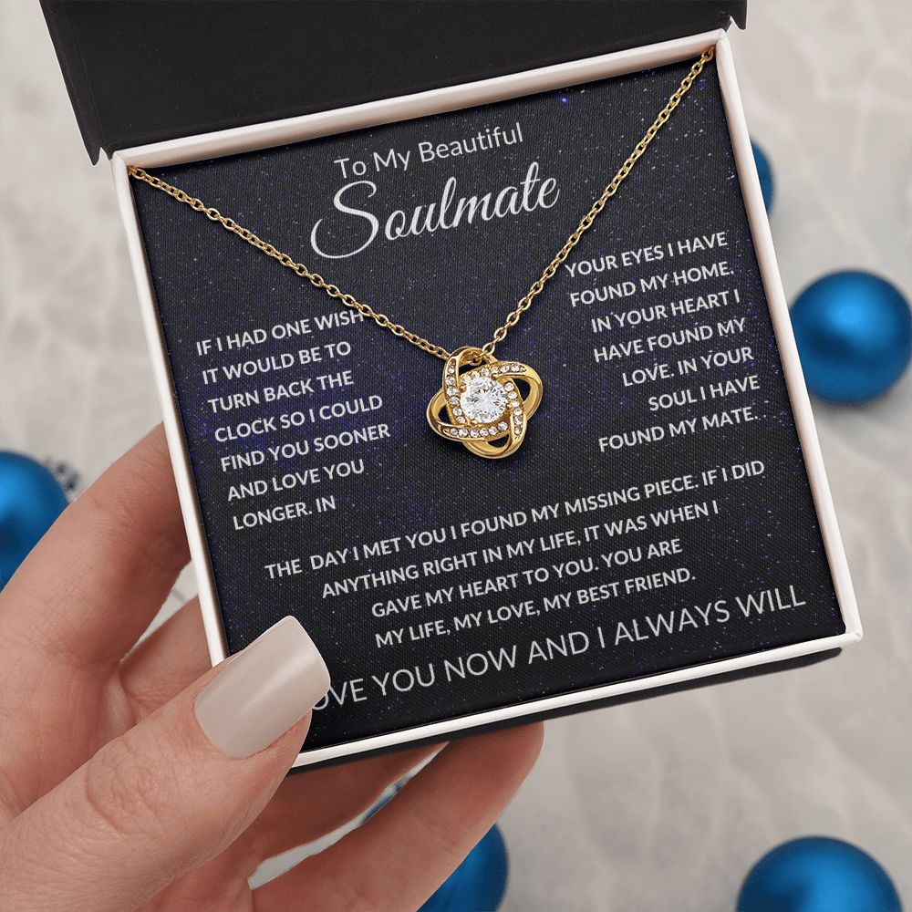 Love Knot Necklace, Gift to Soulmate - Space - Valentines, Anniversary, Birthday, Christmas