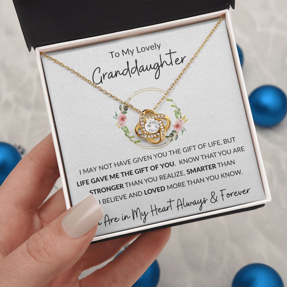 Love Knot Necklace, Gift to Granddaughter - Flower Wreath