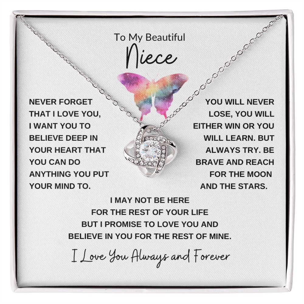 Love Knot Necklace, Gift to Niece - Butterfly