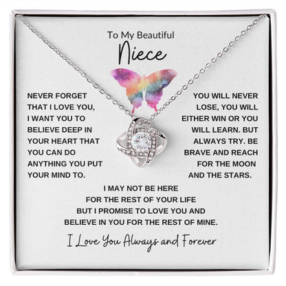 Love Knot Necklace, Gift to Niece - Butterfly