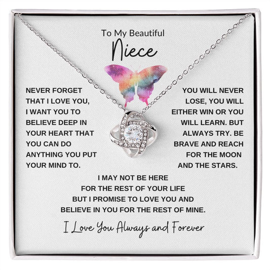 Love Knot Necklace, Gift to Niece - Butterfly