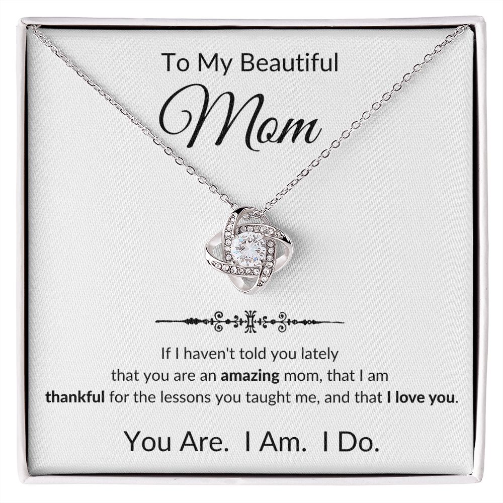 Love Knot Necklace, GIFT TO MOM - White background, CHRISTMAS, BIRTHDAY, MOTHER'S DAY, ANY OCCASSION