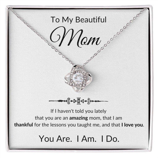 Love Knot Necklace, GIFT TO MOM - White background, CHRISTMAS, BIRTHDAY, MOTHER'S DAY, ANY OCCASSION