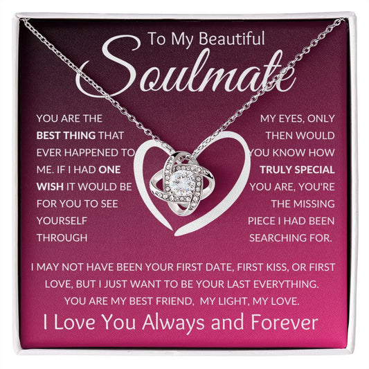 Love Knot Necklace, Gift to Soulmate, Wife, Girlfriend - You're the Best - Christmas, Anniversary, Birthday, Valentines Day