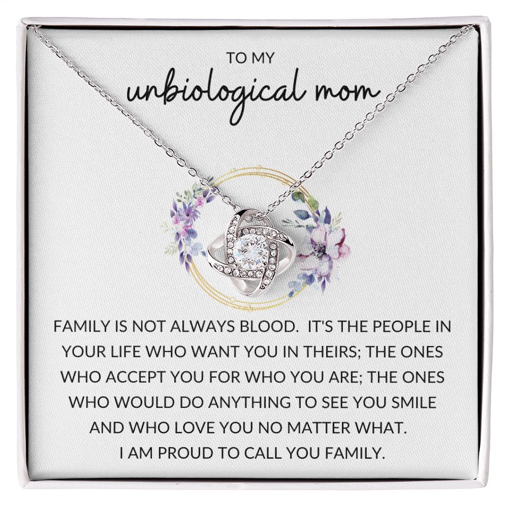 Love Knot Necklace, Gift to Unbiological Mom, Stepmom, Step mother, Aunt, Mother in Law - Wreath