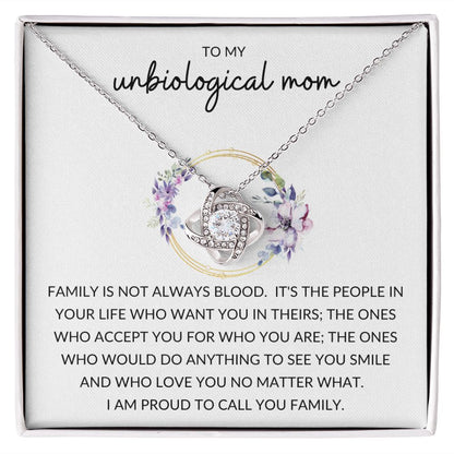 Love Knot Necklace, Gift to Unbiological Mom, Stepmom, Step mother, Aunt, Mother in Law - Wreath