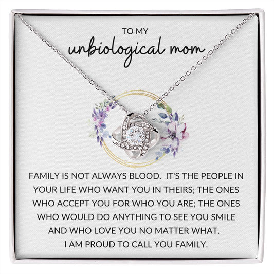 Love Knot Necklace, Gift to Unbiological Mom, Stepmom, Step mother, Aunt, Mother in Law - Wreath