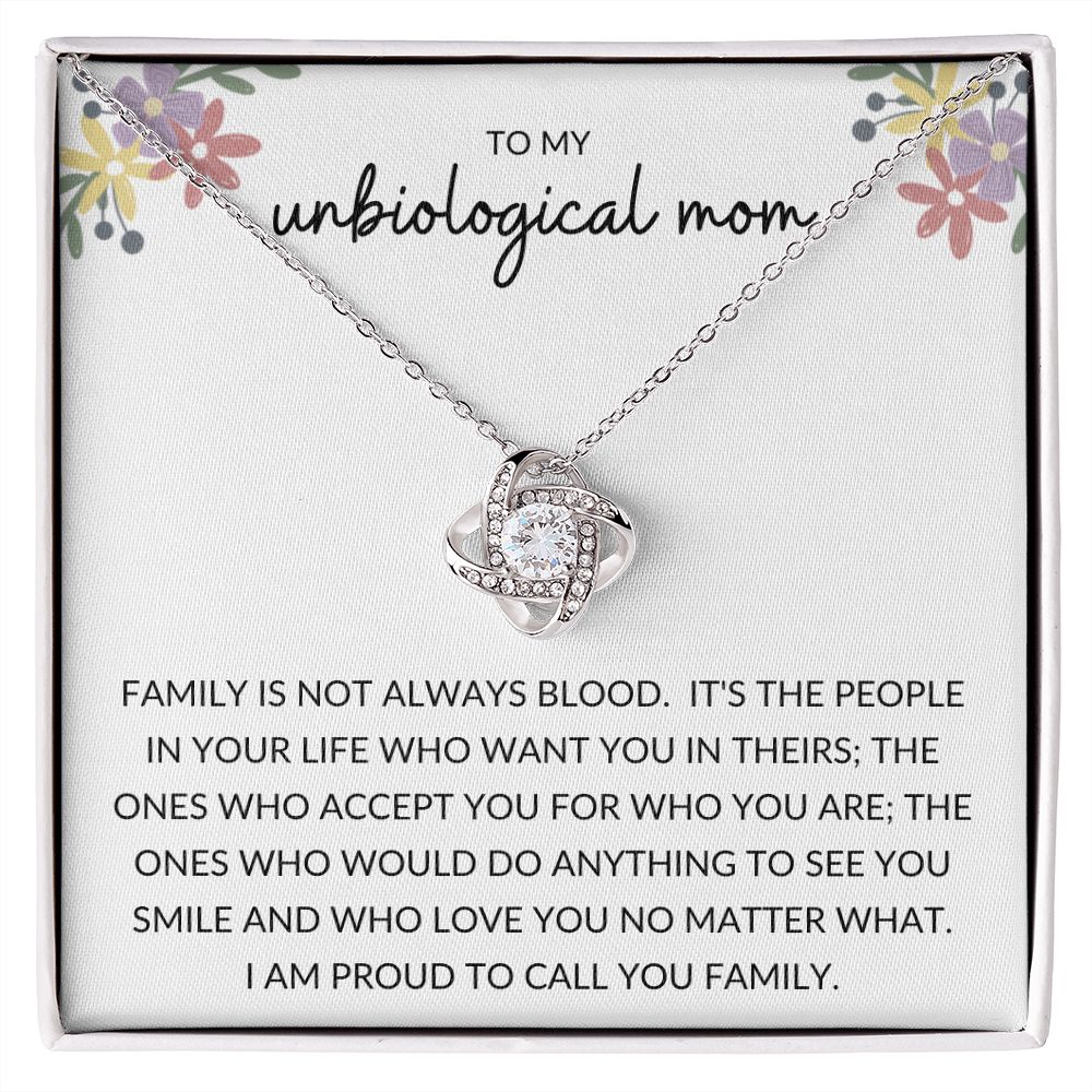 Love Knot Necklace, Gift to Unbiological Mom, Stepmom, Stepmother, Aunt, Mother in Law - Flowers