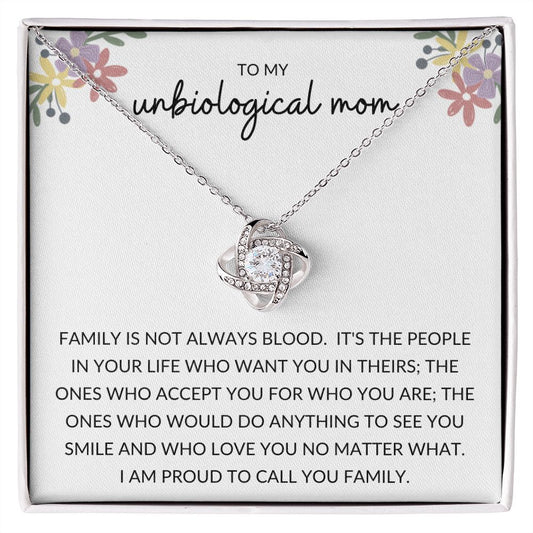 Love Knot Necklace, Gift to Unbiological Mom, Stepmom, Stepmother, Aunt, Mother in Law - Flowers