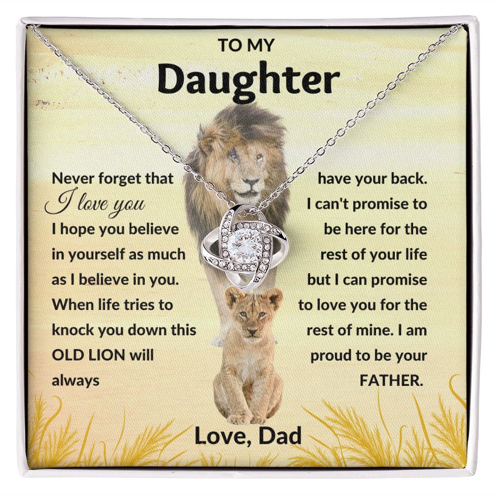 Love Knot Necklace, GIFT TO DAUGHTER from Dad - Lion