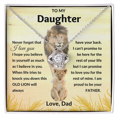 Love Knot Necklace, GIFT TO DAUGHTER from Dad - Lion