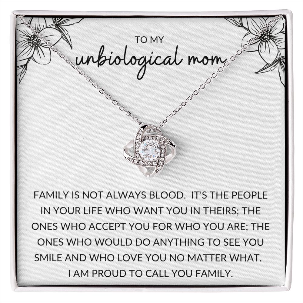 Love Knot Necklace, Gift to Unbiological Mom, Step Mom, Step Mother, Aunt, Mother in Law - black and white
