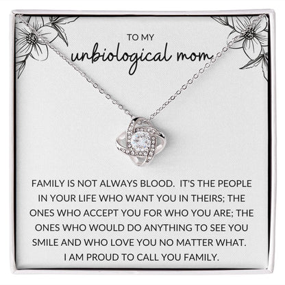 Love Knot Necklace, Gift to Unbiological Mom, Step Mom, Step Mother, Aunt, Mother in Law - black and white