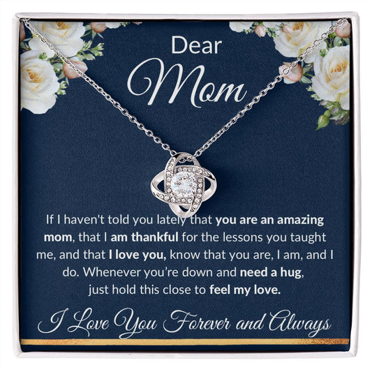 Love Knot Necklace, Gift to Mom - Dear Mom, Blue