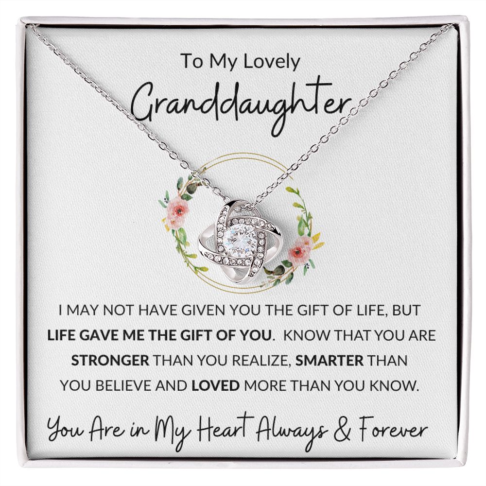 Love Knot Necklace, Gift to Granddaughter - Flower Wreath