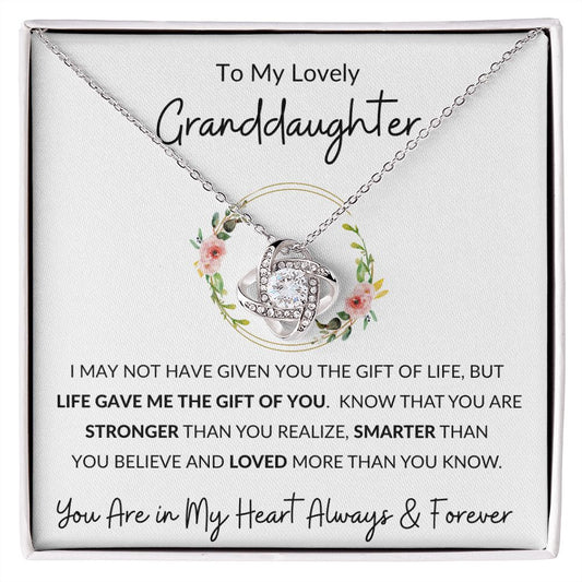 Love Knot Necklace, Gift to Granddaughter - Flower Wreath