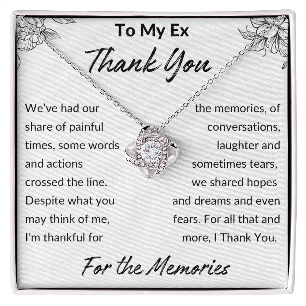 Thank You for The Memories, Divorce Separation Break Up Gift for Ex Wife, Ex Girlfriend, Ex - Love Knot Necklace