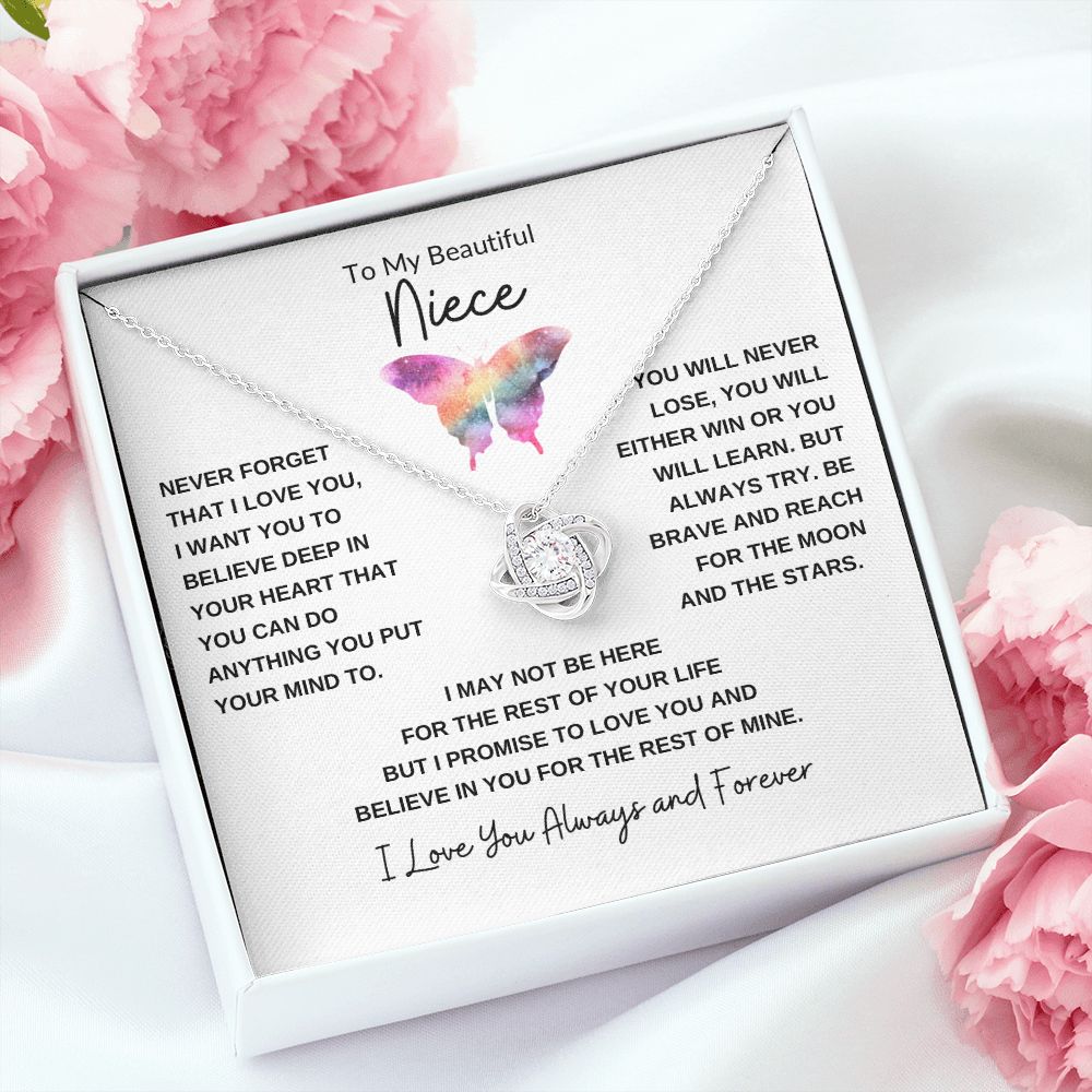 Love Knot Necklace, Gift to Niece - Butterfly