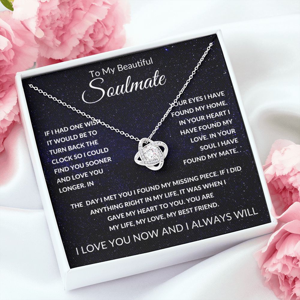 Love Knot Necklace, Gift to Soulmate - Space - Valentines, Anniversary, Birthday, Christmas