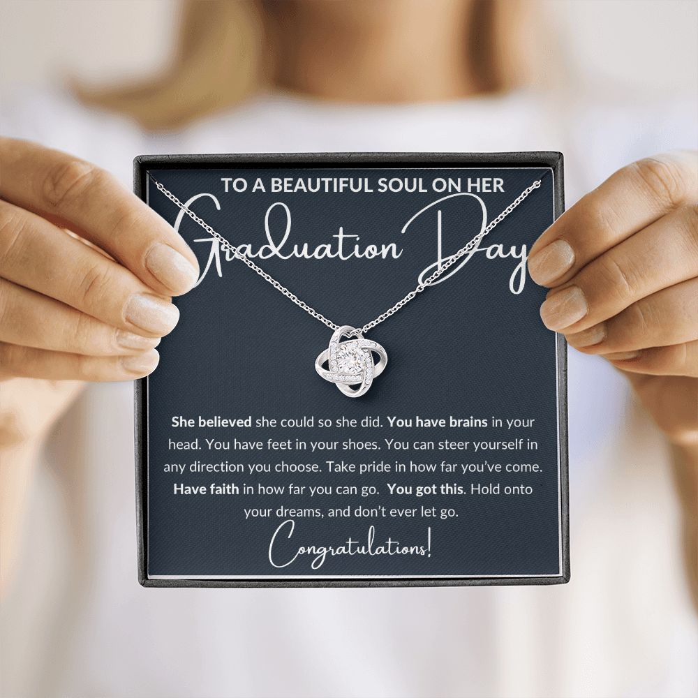 Graduation Gift to a Beautiful Soul, Love Knot Necklace - black