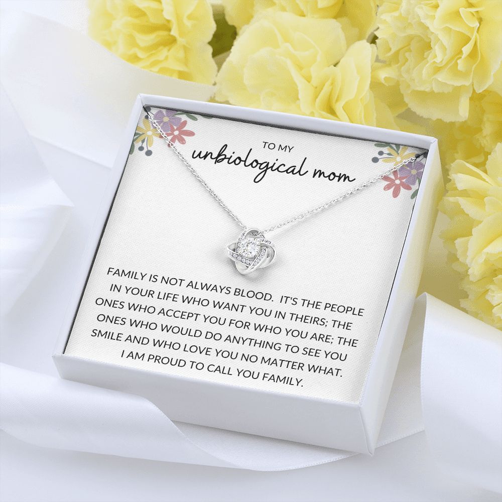 Love Knot Necklace, Gift to Unbiological Mom, Stepmom, Stepmother, Aunt, Mother in Law - Flowers